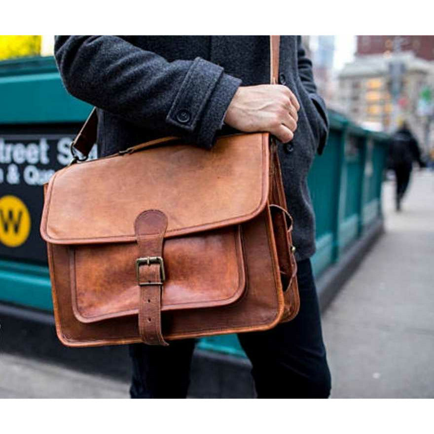 Antique leather messenger bag shop